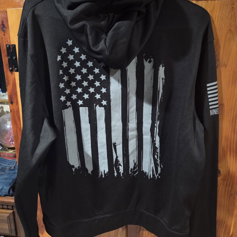 Nine Line Black Graphic Hoodie for Men - Picture 3 of 4